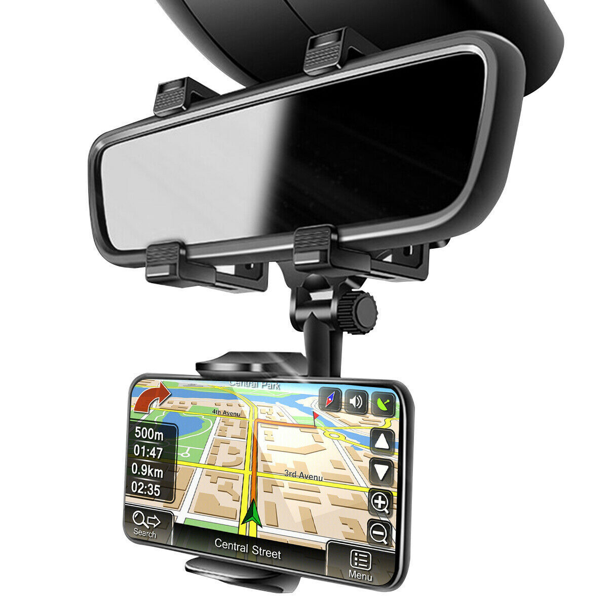 Universal 360 Rotation Car Rear View Mirror Mount Stand GPS Cell Phone Holder