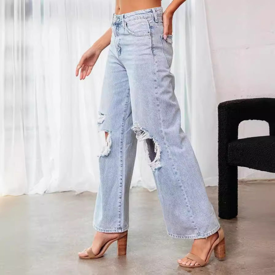 Ripped Slimming Jeans For Women