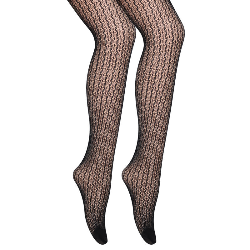 Women's Black Jacquard Fishnet Pantyhose