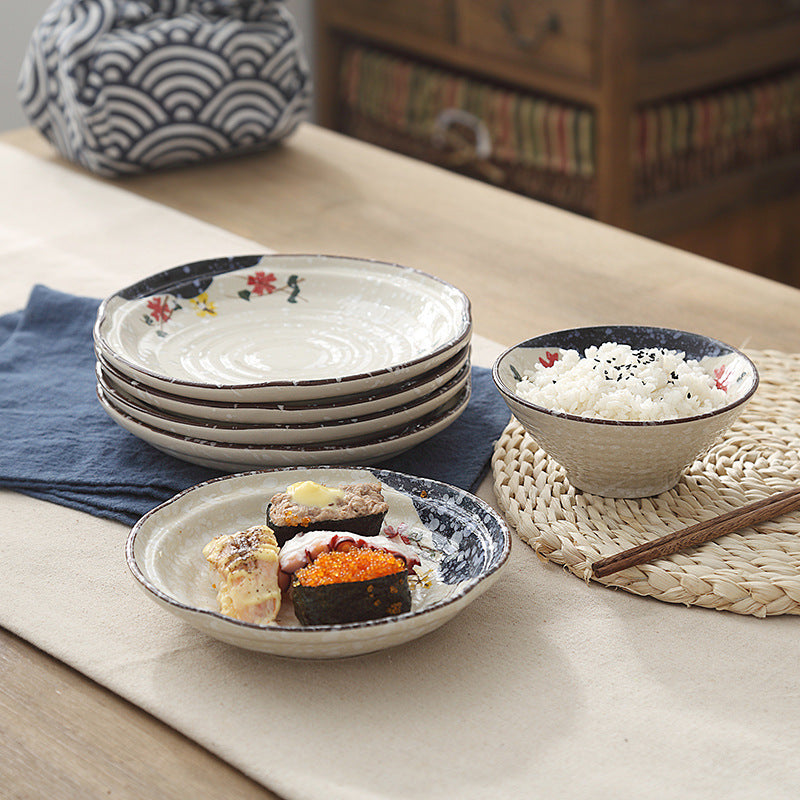 Japanese-style Underglaze Hand-painted Ceramic Plate Tableware