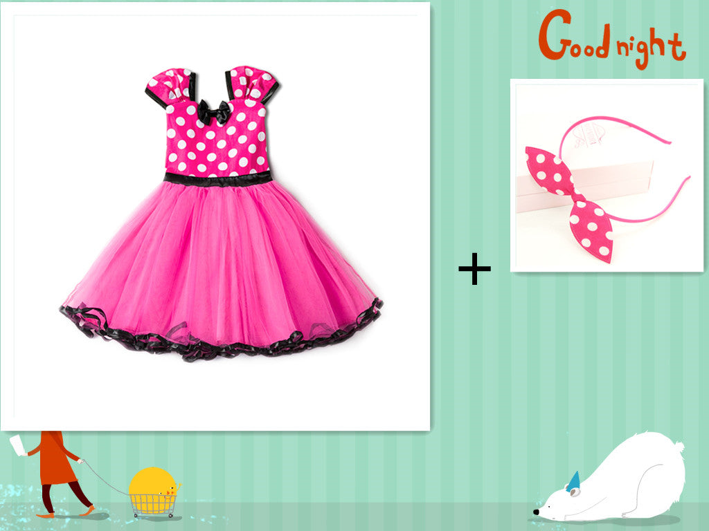 Sleeveless Vest Polka Dot Bow Princess Dress