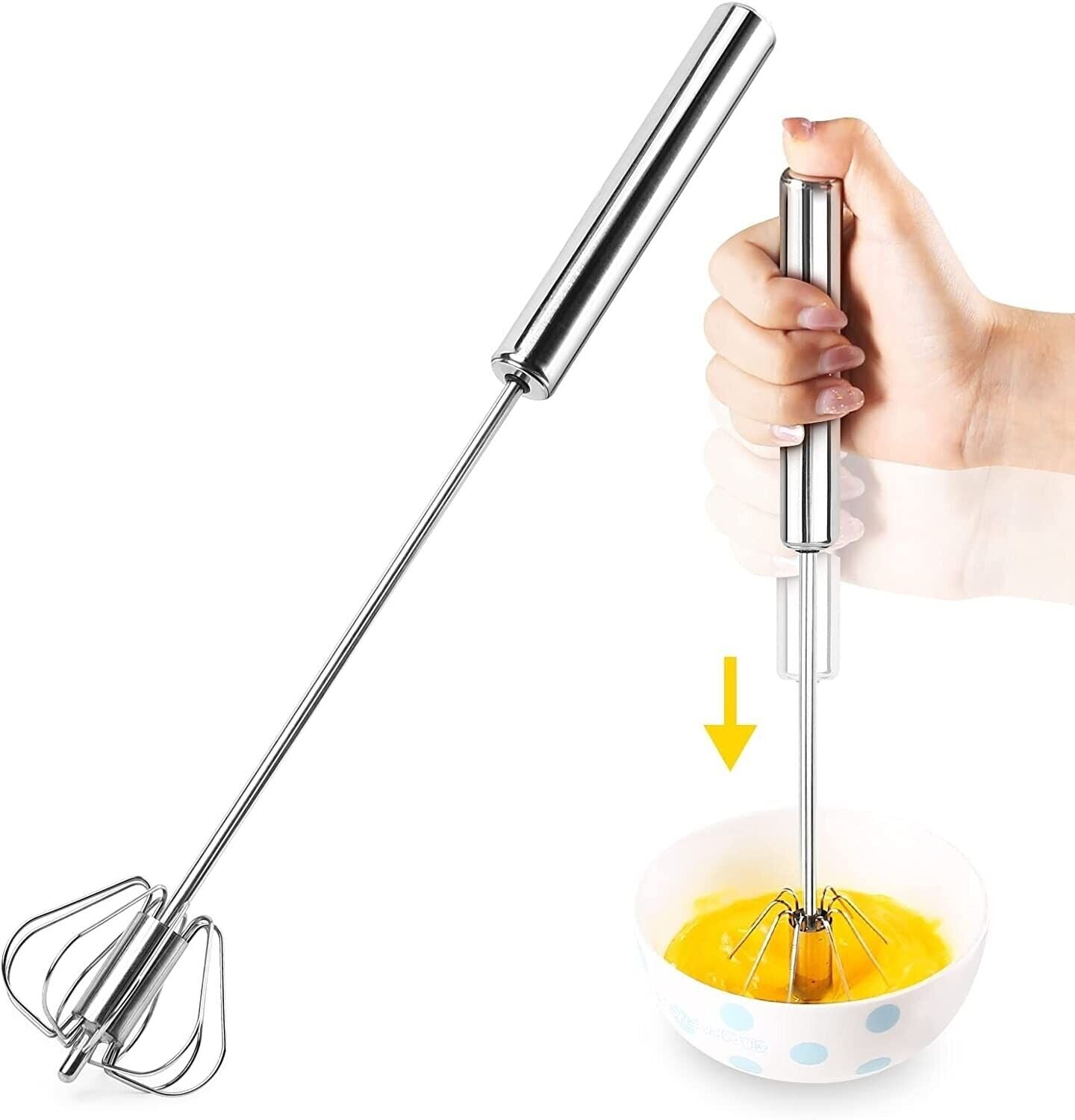 Hand Push Rotary Whisk Blender Versatile Milk Frother Mixer Stirrer Kitchen Tool