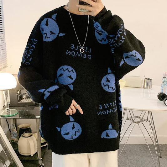 Cartoon Loose Knit Men's And Women's Casual Round Neck Pullover Sweater