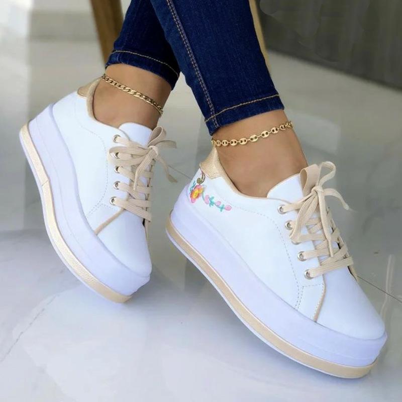 Women's Round Toe Platform Low Top Casual Shoes