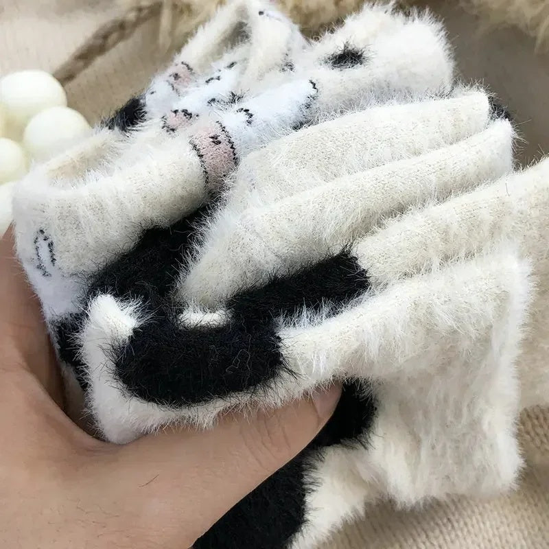 Women's Cow Spot Warm Floor Socks