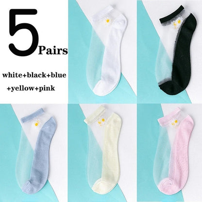 Women's Low-cut Liners Transparent Spun Glass Thin Socks