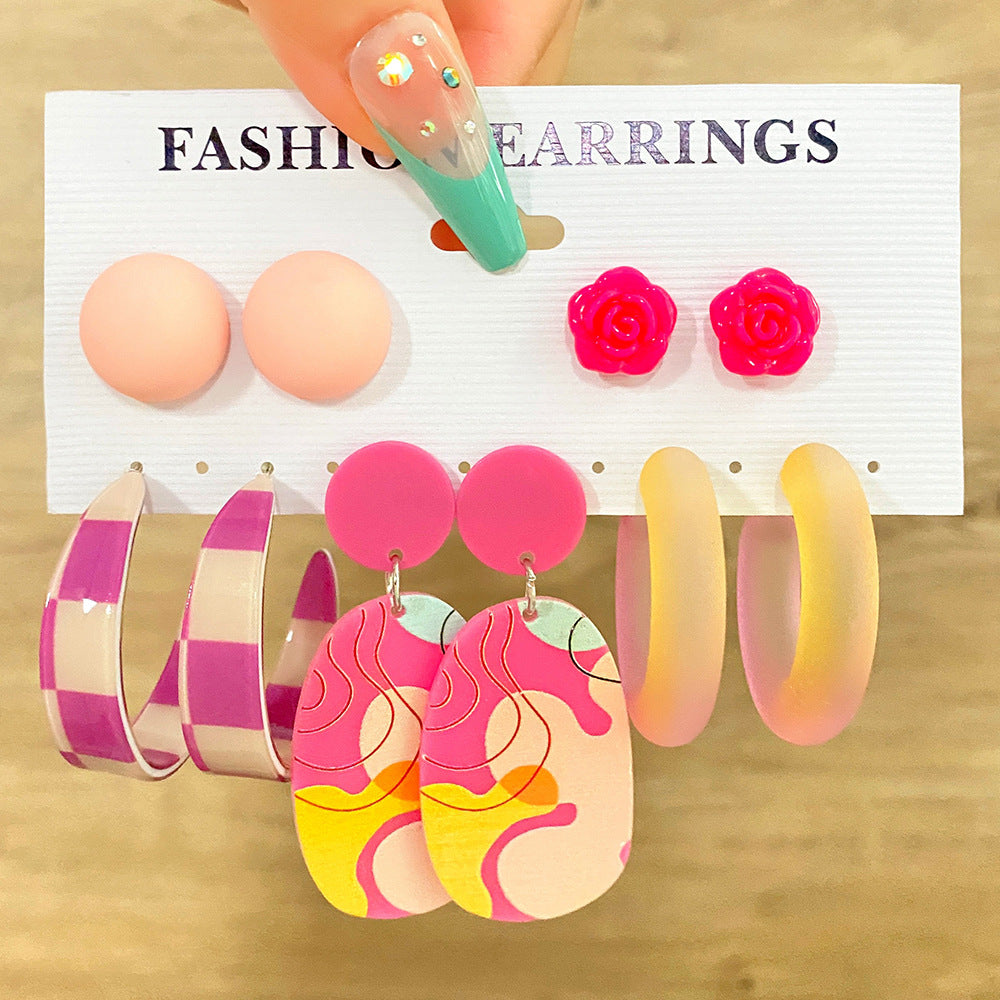 Women's Exaggerated Resin Ring Earrings