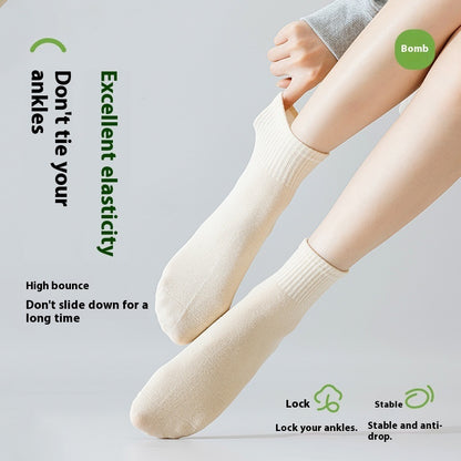 Summer Thin Women's Pure Cotton Deodorant Sweat Absorbing Sports Anti-Pilling Boneless Tube Socks