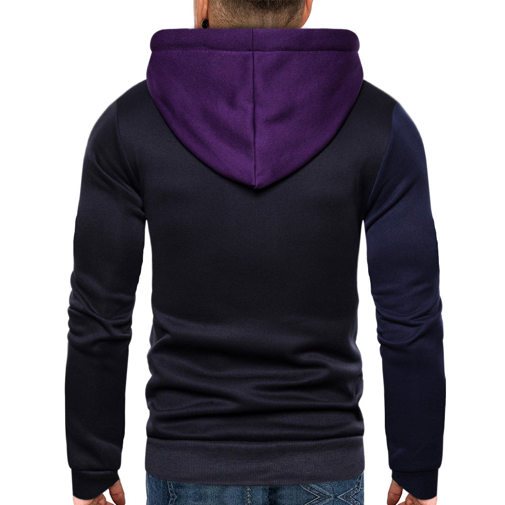 Multi Color Patchwork Hooded Pullover