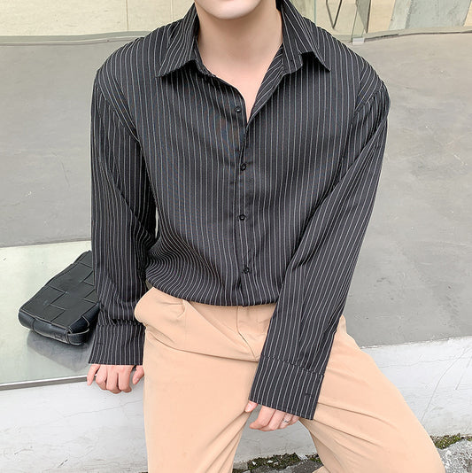 Striped Shirt Men's Long-sleeved Korean