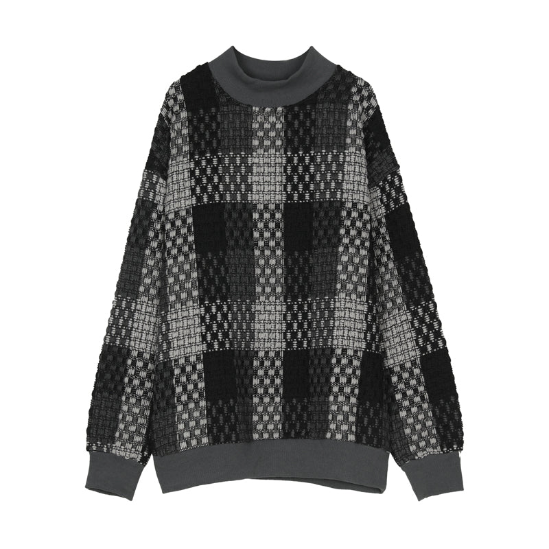 Retro Contrast Color Sweater Men's Small Fragrant Woven Plaid