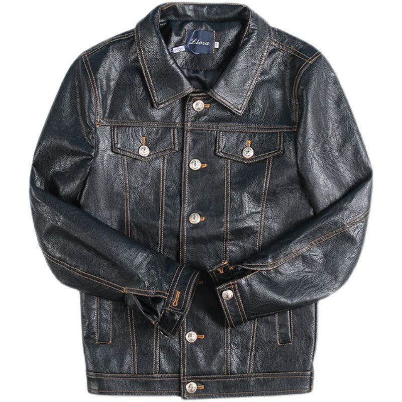 Men's Warm And Stylish Motorcycle With Plush Leather Jacket