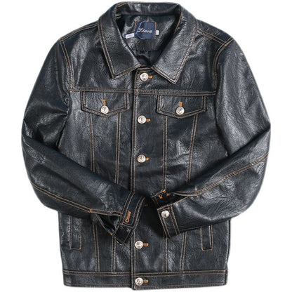 Men's Warm And Stylish Motorcycle With Plush Leather Jacket