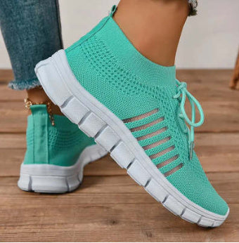 Women's Breathable Sneaker High-cut Lace-up Platform Casual Shoes