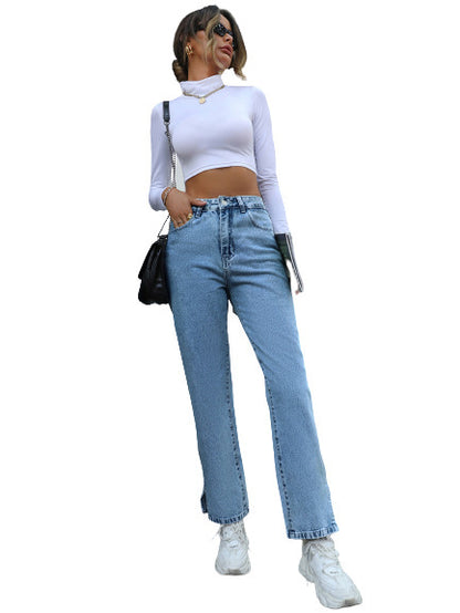 Women's New Straight Simple High Waist Trousers