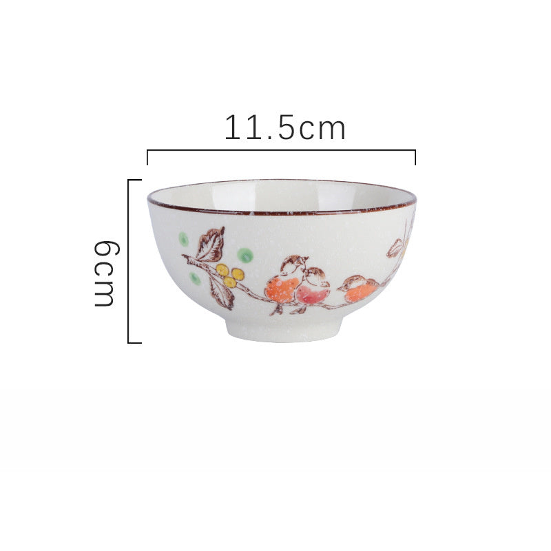 Household Underglaze Hand Painted Ceramic Rice Bowl