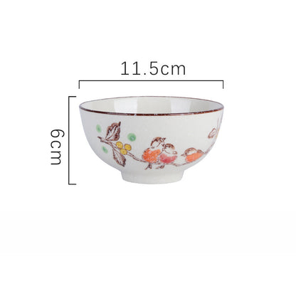 Household Underglaze Hand Painted Ceramic Rice Bowl