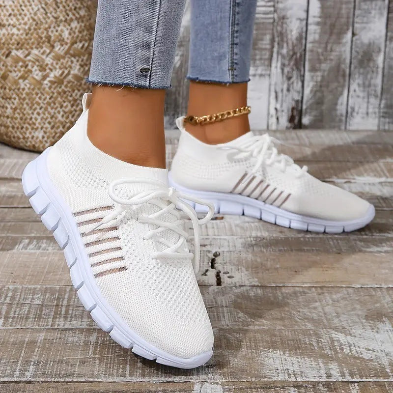 Women's Breathable Sneaker High-cut Lace-up Platform Casual Shoes