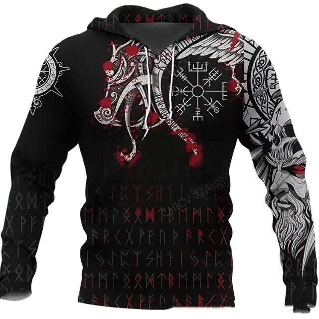 Printed Men's Casual Hooded Sweater