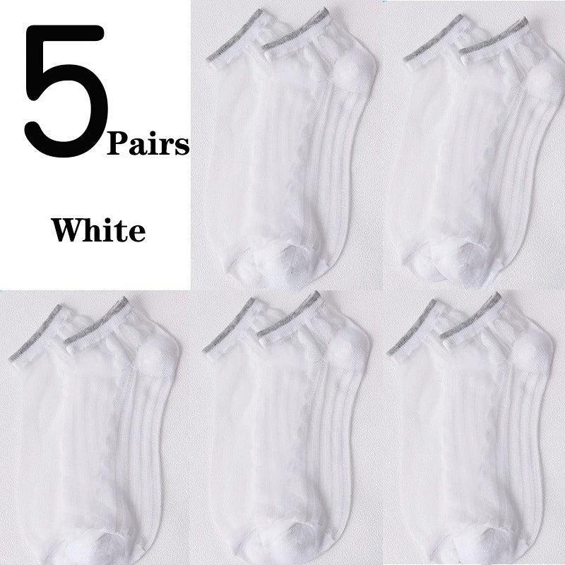 Women's Low-cut Liners Transparent Spun Glass Thin Socks