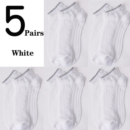 Women's Low-cut Liners Transparent Spun Glass Thin Socks