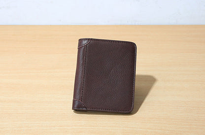 Vintage First Layer Cowhide Men's Short Wallet Genuine Leather