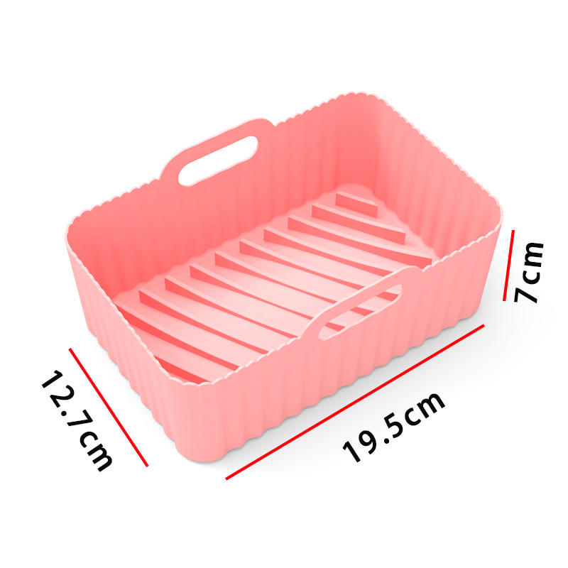 Air Fryer Silicone Pot With Handle Reusable Liner Heat Resistant Basket Rectangle Baking Accessories For Fryer Oven Microwave