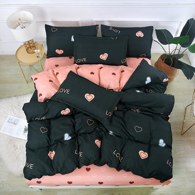 Brushed Plant Cashmere Four-piece Cartoon Bedding