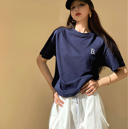 Women's Fashion Casual Letter Print Short T-shirt