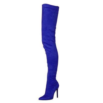 Stretch Suede Pointed Toe  Over-the-knee Boots For Women