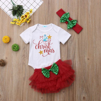 Three-piece Christmas Children's Set In Summer