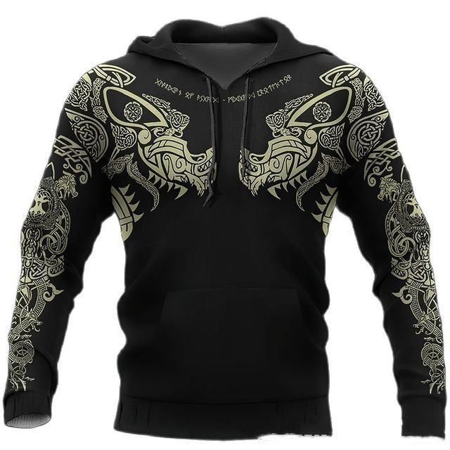 Printed Men's Casual Hooded Sweater