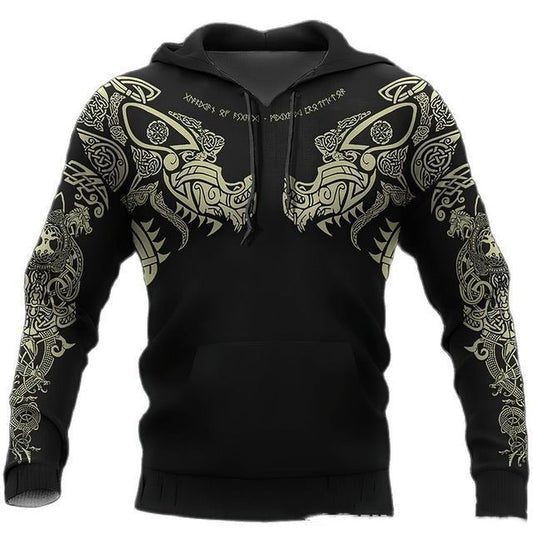 Printed Men's Casual Hooded Sweater