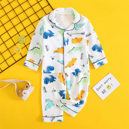 Children's Double-layer Cotton Gauze Pyjamas Homewear Set