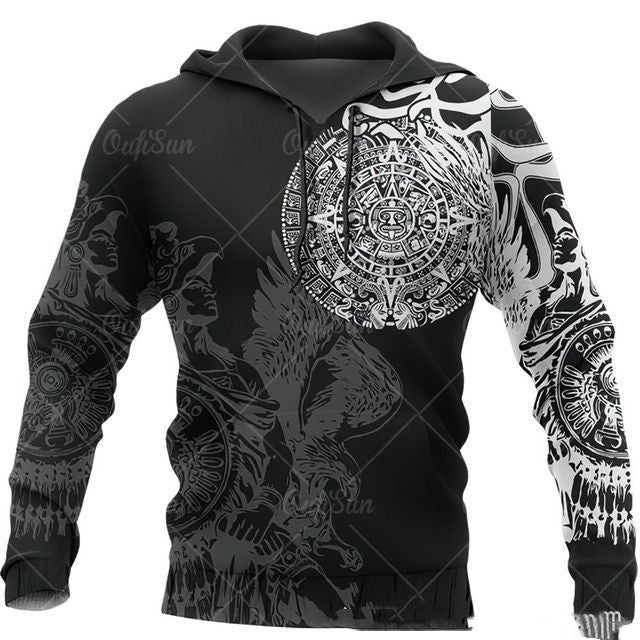 Printed Men's Casual Hooded Sweater