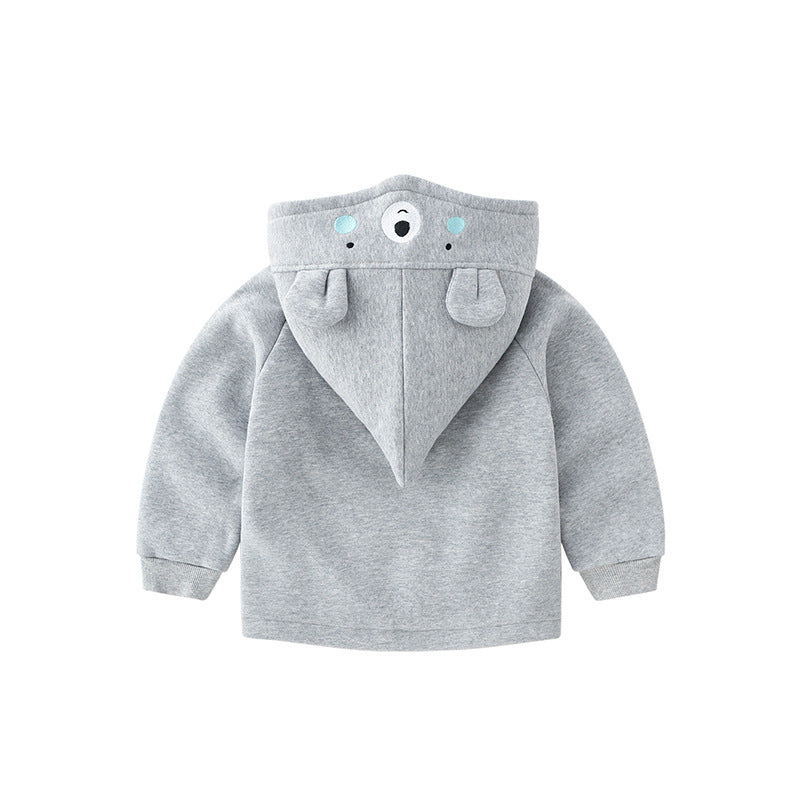 Thickened Children's Cartoon Hooded Zipper Jacket