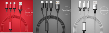 Three-head Mini Braided Three-in-one Data Cable