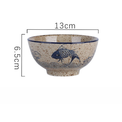 Household Underglaze Hand Painted Ceramic Rice Bowl