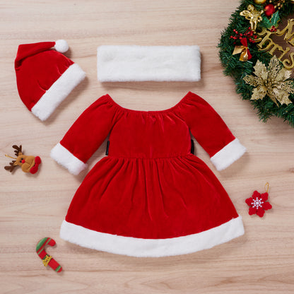 Autumn Baby Red Christmas Dress Hat