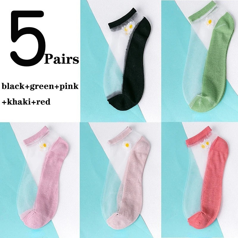 Women's Low-cut Liners Transparent Spun Glass Thin Socks