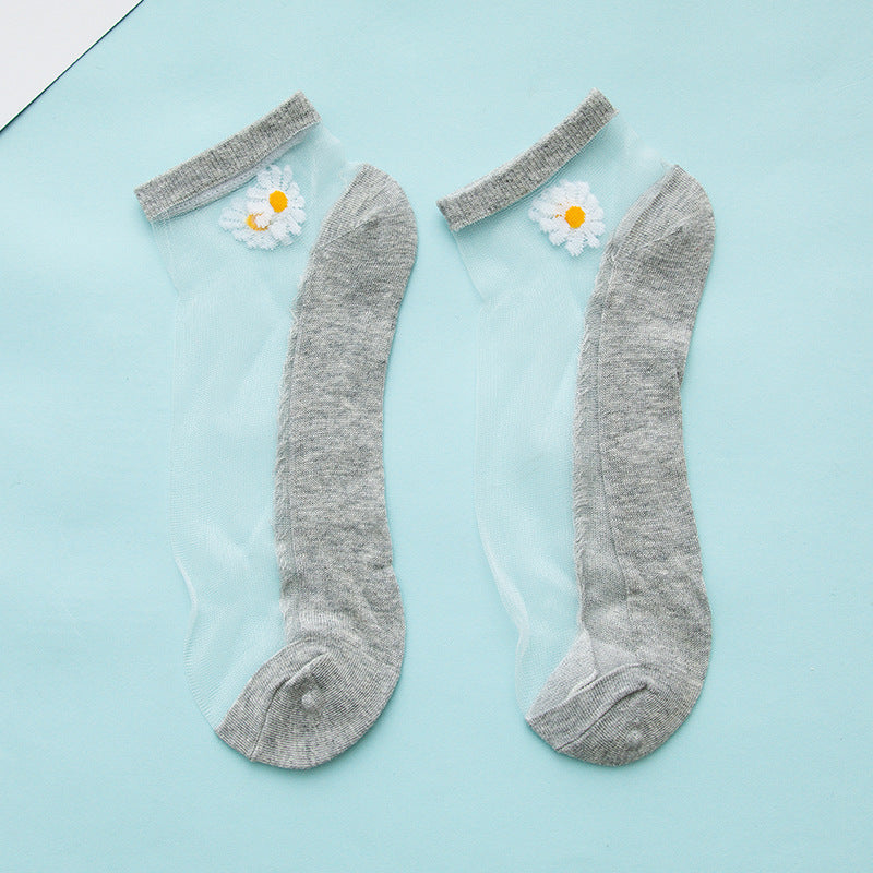 Women's Low-cut Liners Transparent Spun Glass Thin Socks