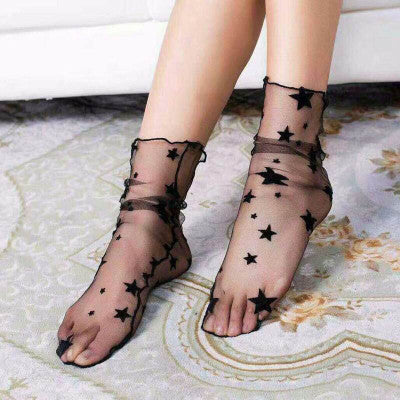 Thin Mid-calf Transparent Net Women's Breathable Lace Socks