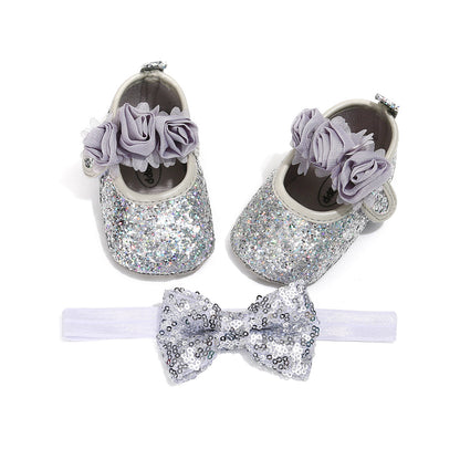 Glitter Rosette Mary Janes