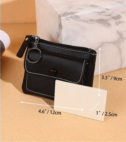 Women's Zipper Short Solid Color Card Holder Change Key Case