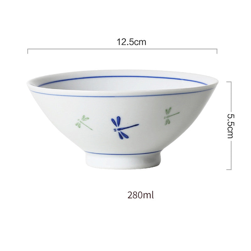 Japanese Underglaze Ceramic Rice Bowl And Small Soup Bowl