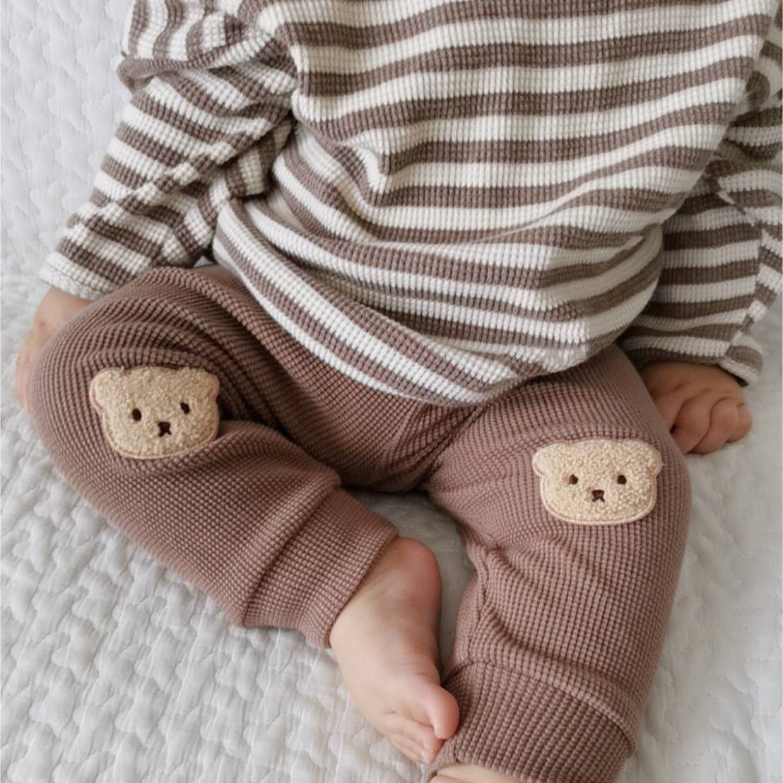 Waffle Bear Pants Baby Trousers Cute Outing Harem Pants