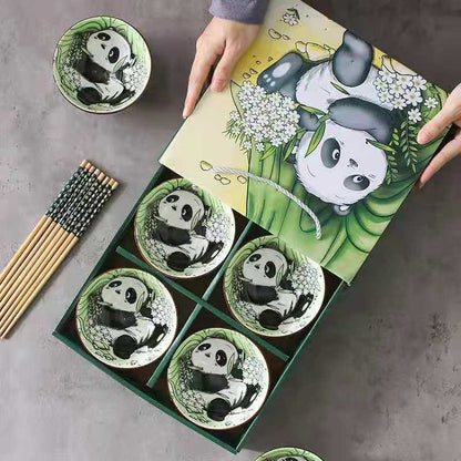 Panda Bowl Set Household Combination Tableware Gift Box