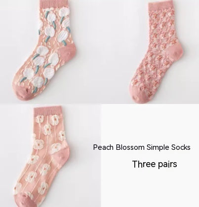 Korean Version Flower Three-dimensional Spring And Autumn Long Socks