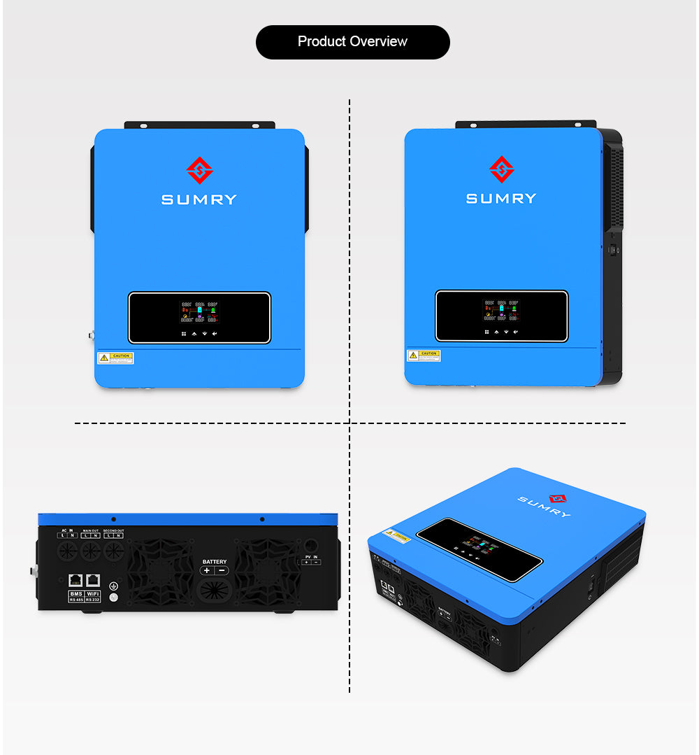 Sumry 3.6kw Hybrid Solar Inverter 110/120v 24v Dual Output with MPPT 120A 60-450v 50/60hz Home Inversor Pure Sine Wave