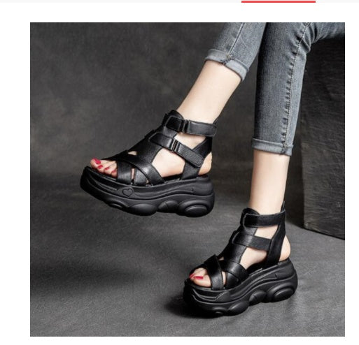 Spot Summer New High-heeled Retro Roman Sandals